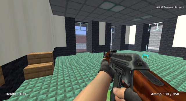 Counter Craft 2 Zombies Gameplay Screenshot: Assault rifle