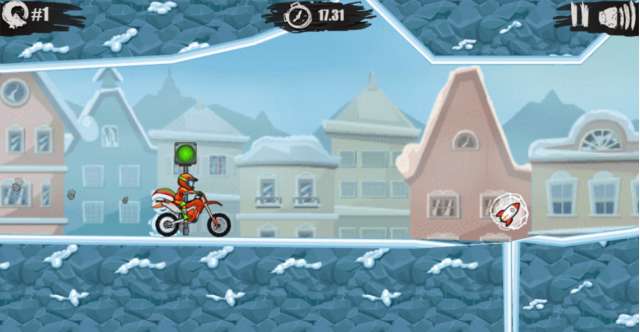 Moto X3M Winter Gameplay Screenshot level 1