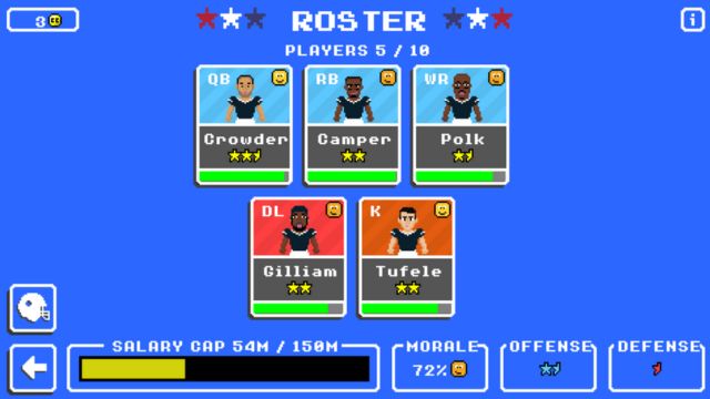 Roster in retro bowl