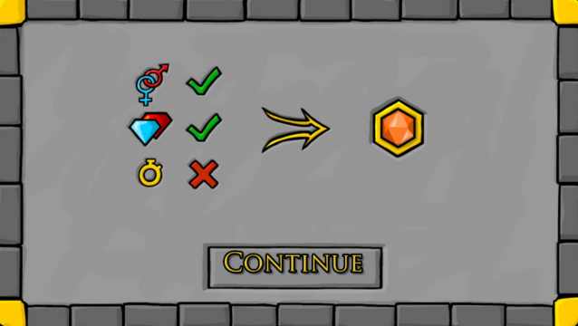 Screenshot indicating orange diamond after completing the level