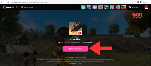 Play In Browser button in now.gg