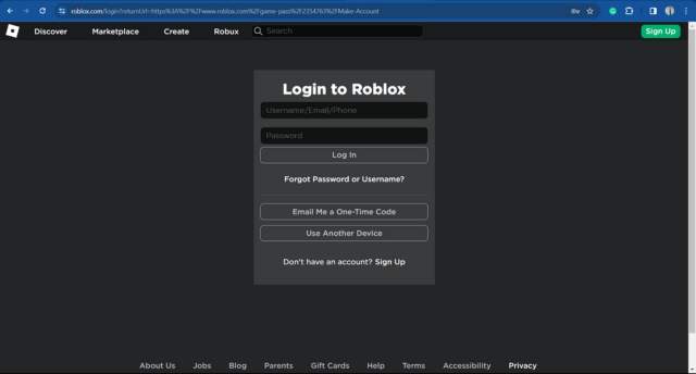 Roblox Login Page