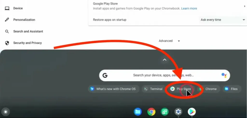 Play Store icon within the launcher to open it